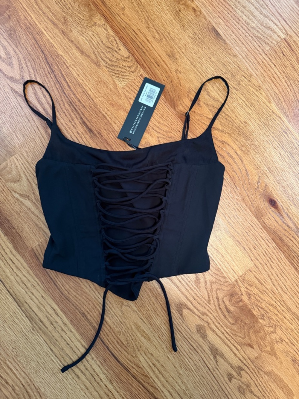 White Fox Boutique Black Lace-Up Corset Crop Top